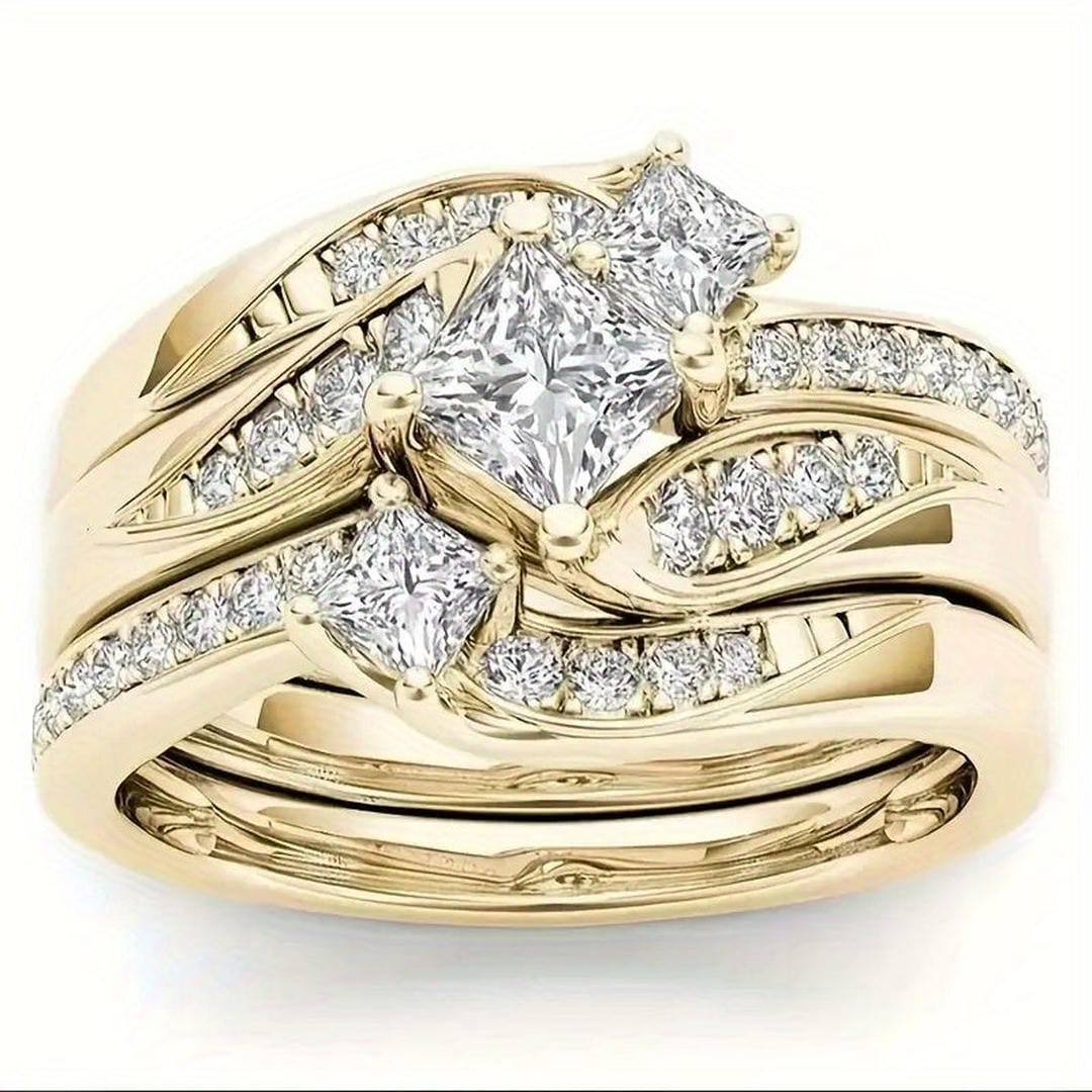 Princess Cluster Ring Set