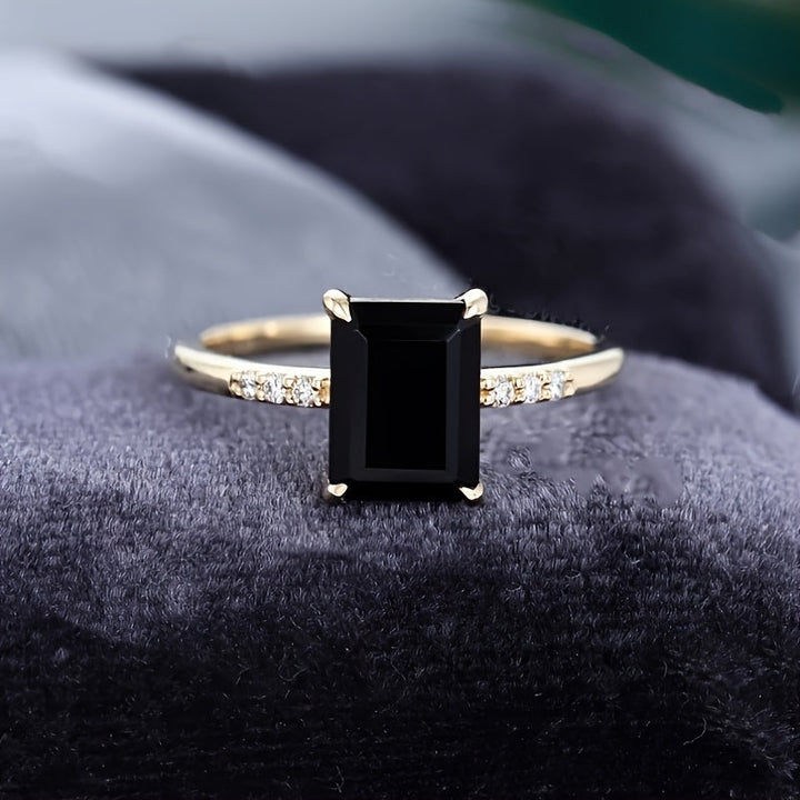 Minimalist Radiant Black Zirconia Ring