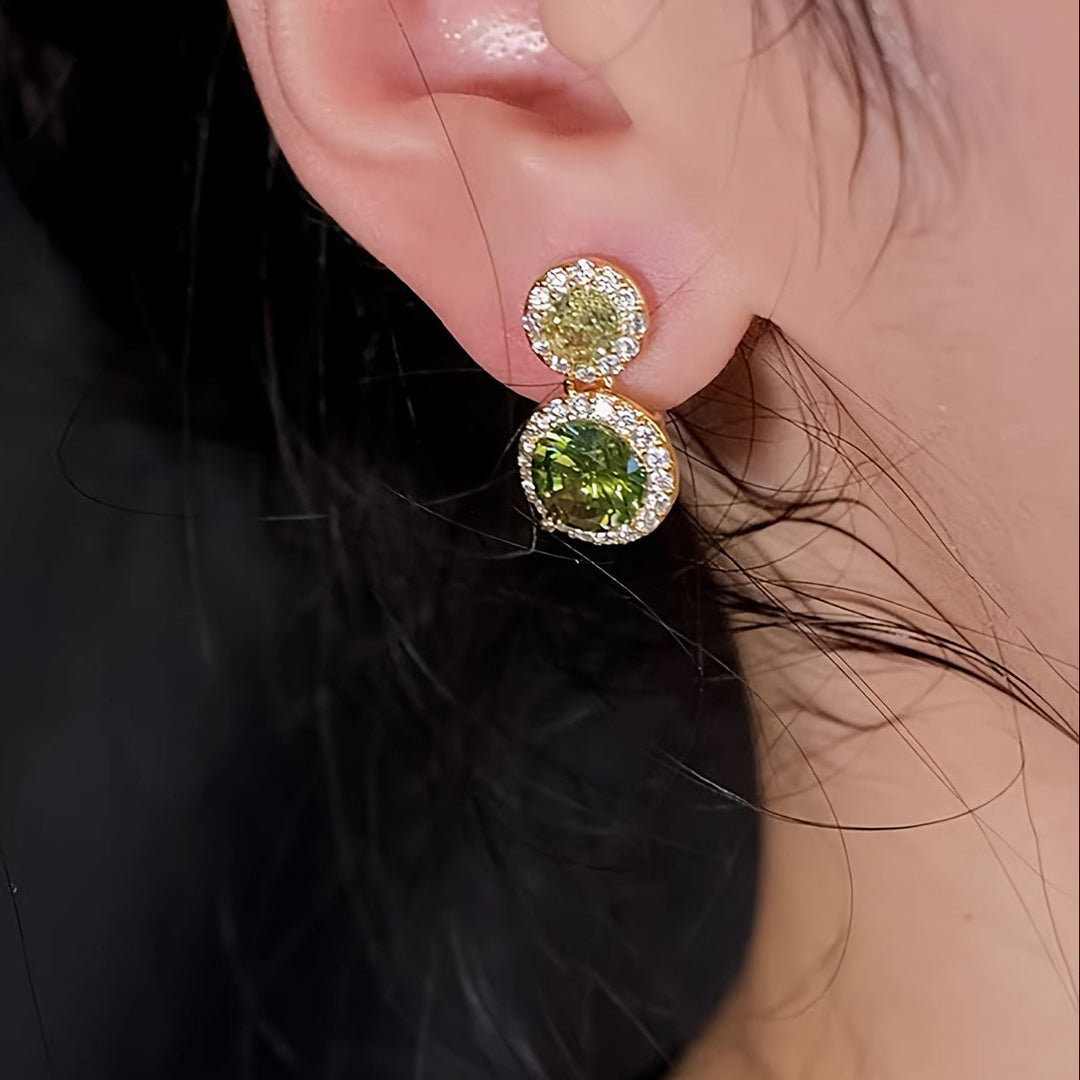 Retro Geometric Cubic Zirconia Earrings