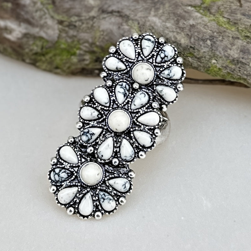 Turquoise Triple Flower Ring