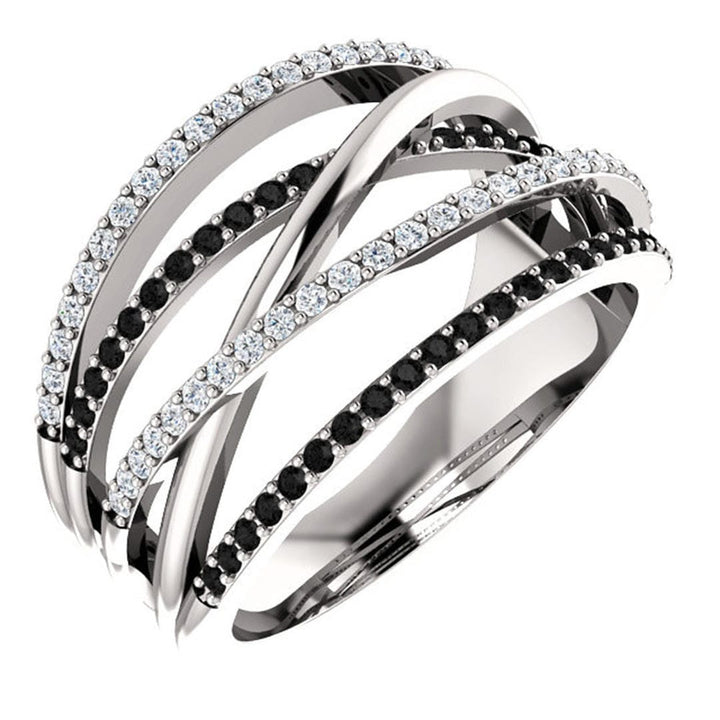 Black White Crossover Statement Ring