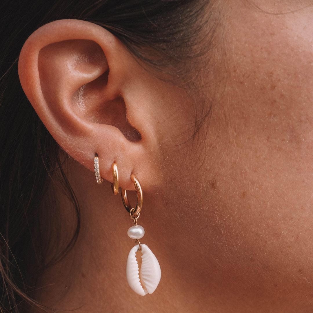 Cowrie Shell and Pearl Earrings