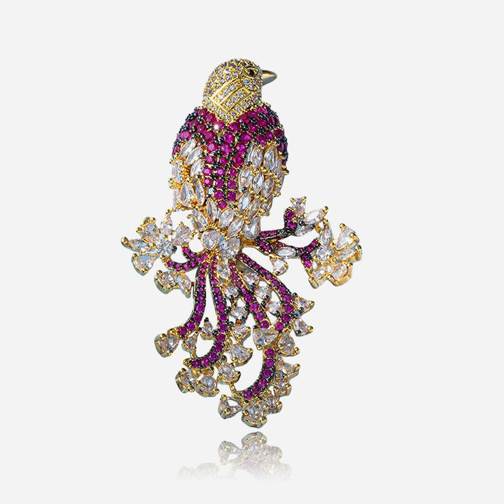 Crowned Songbird Brooch