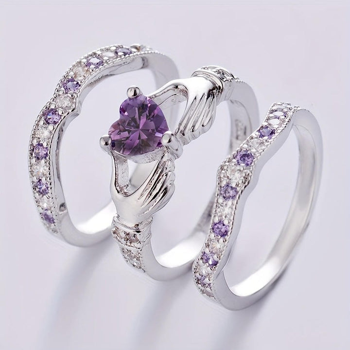 Heart Claddagh Ring Set