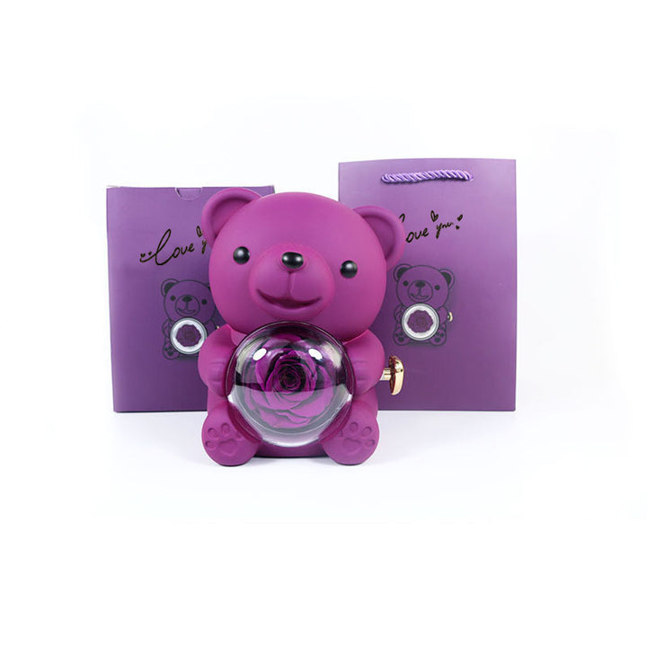 Teddy bear rose jewellery box