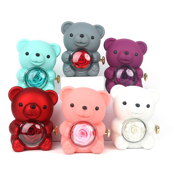 Teddy bear rose jewellery box