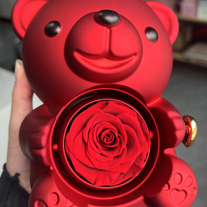 Teddy bear rose jewellery box