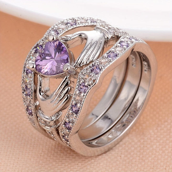 Heart Claddagh Ring Set