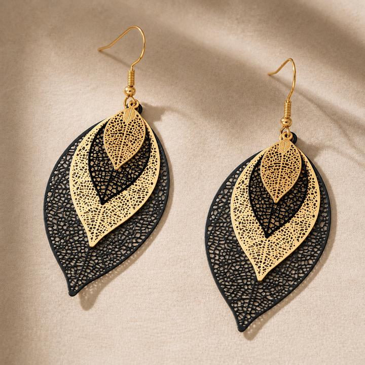 Hollow Layered Leaf Earrings