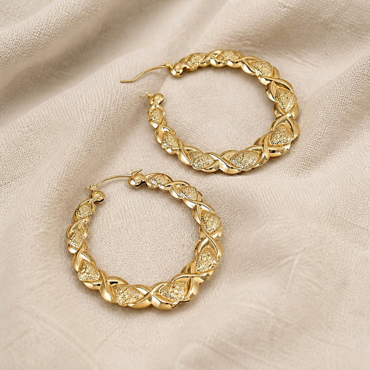 Couture Engraved Gold Hoops
