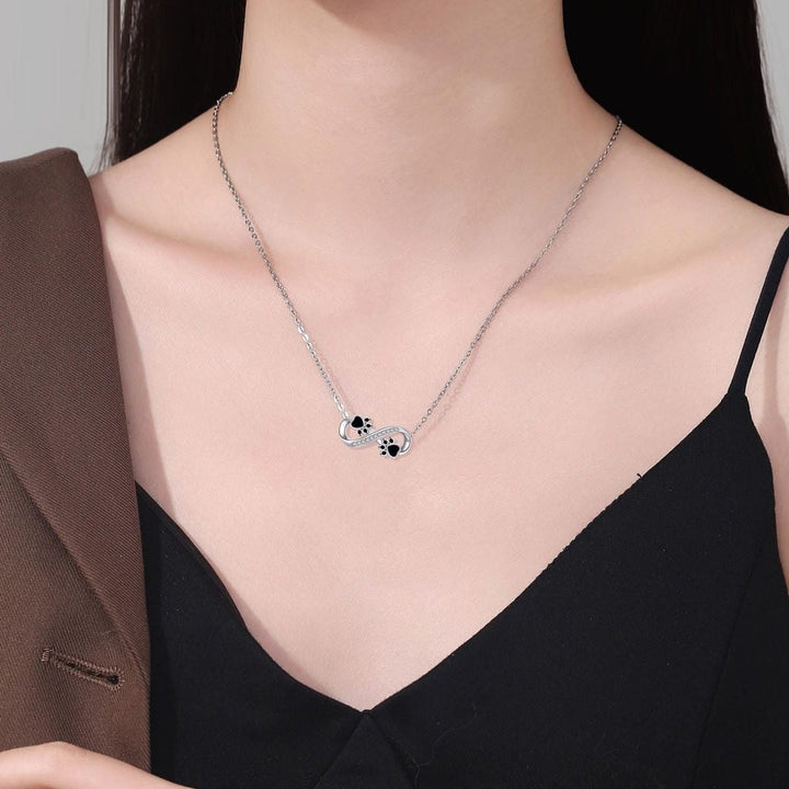 Infinity Paw Print Zirconia Necklace