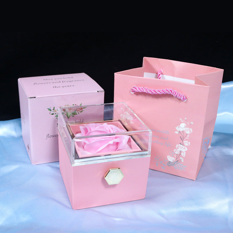 Rose gift box with rotating jewellery drawer