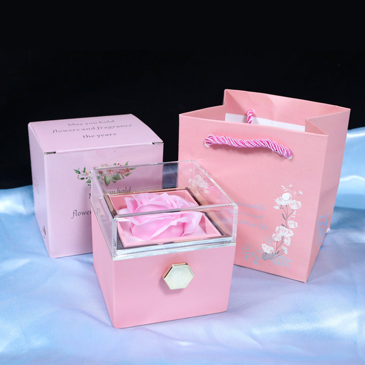 Rose gift box with rotating jewellery drawer