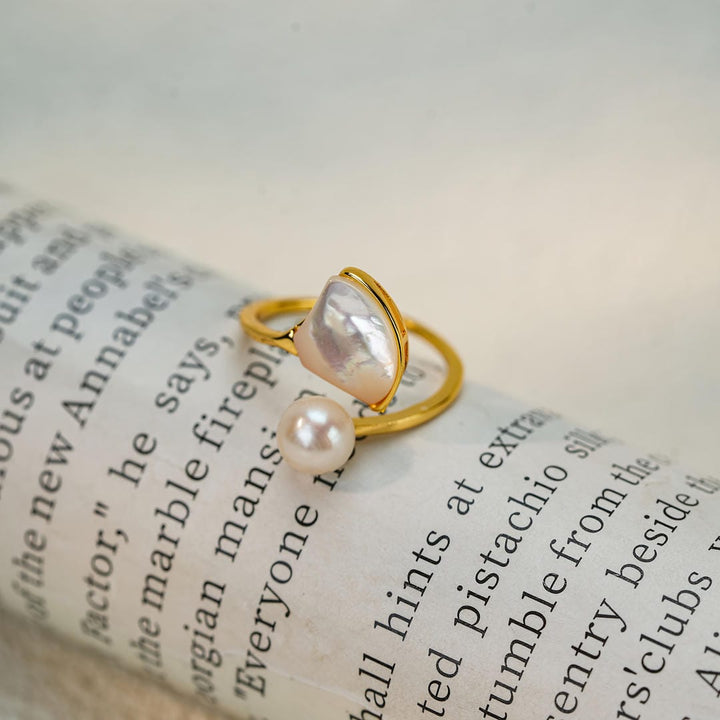 Open Duo Pearl Wrap Ring