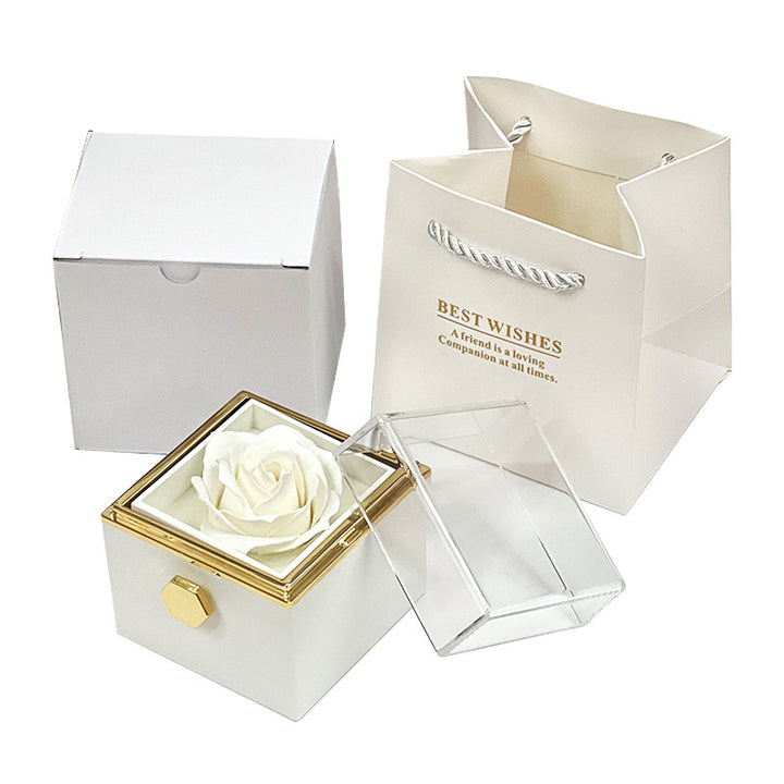 Rose gift box with rotating jewellery drawer