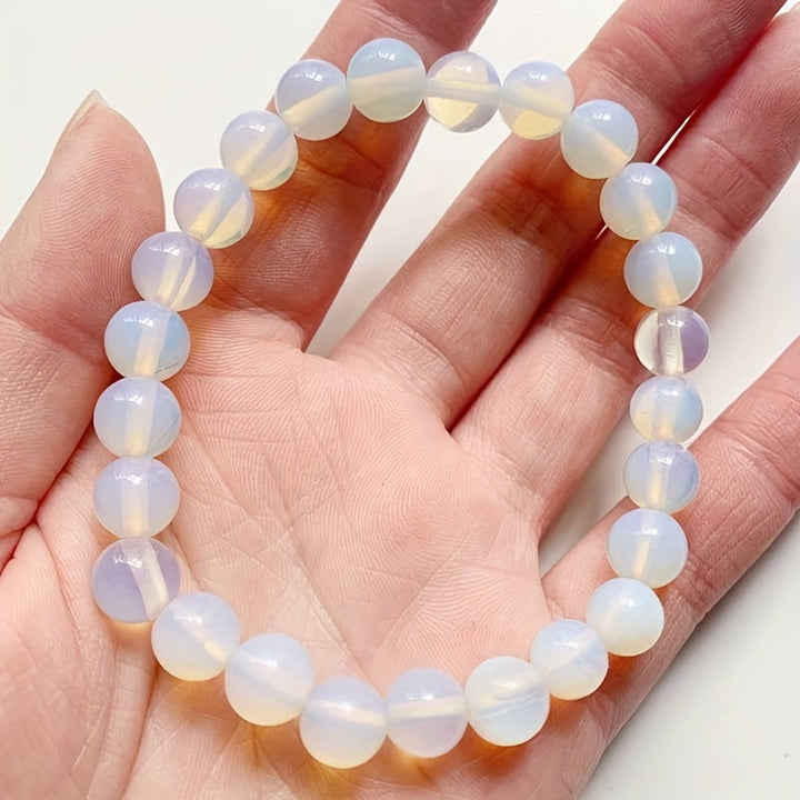 Minimalist Glowing Moonstone Bead Bracelet