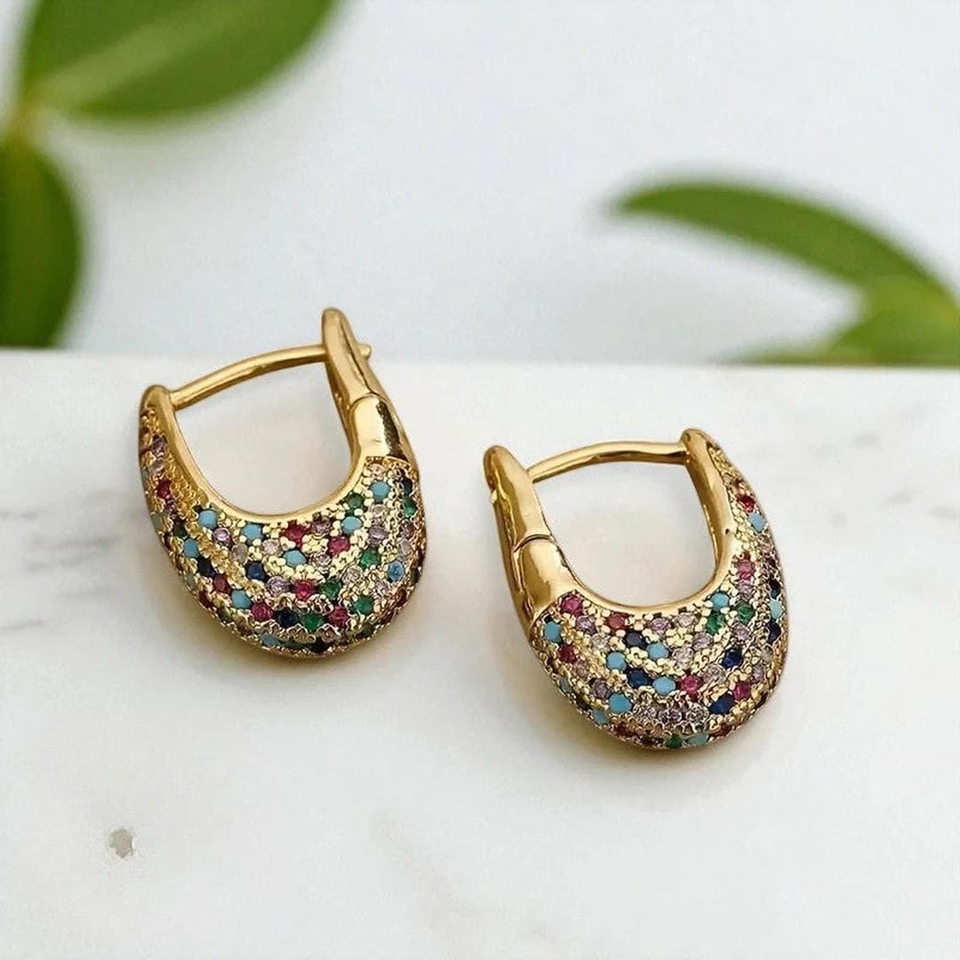 Chic colourful Crystal Inlay Earrings