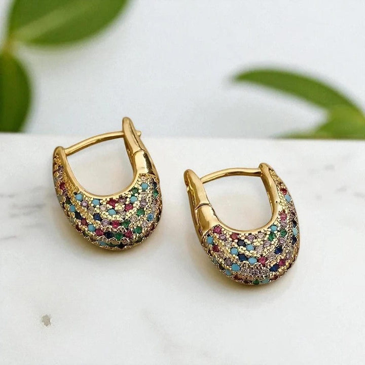 Chic colourful Crystal Inlay Earrings