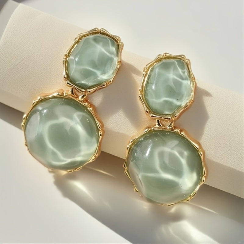 Bohemian Geometric Oval Resin Drop Earrings