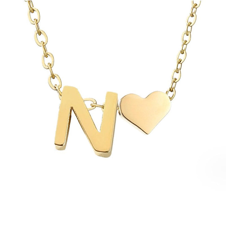 Personalized Gold Initial Heart Necklace