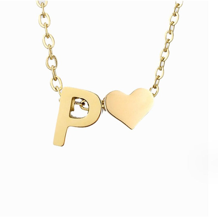 Personalized Gold Initial Heart Necklace