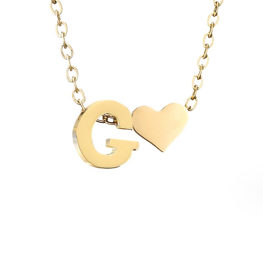 Personalized Gold Initial Heart Necklace