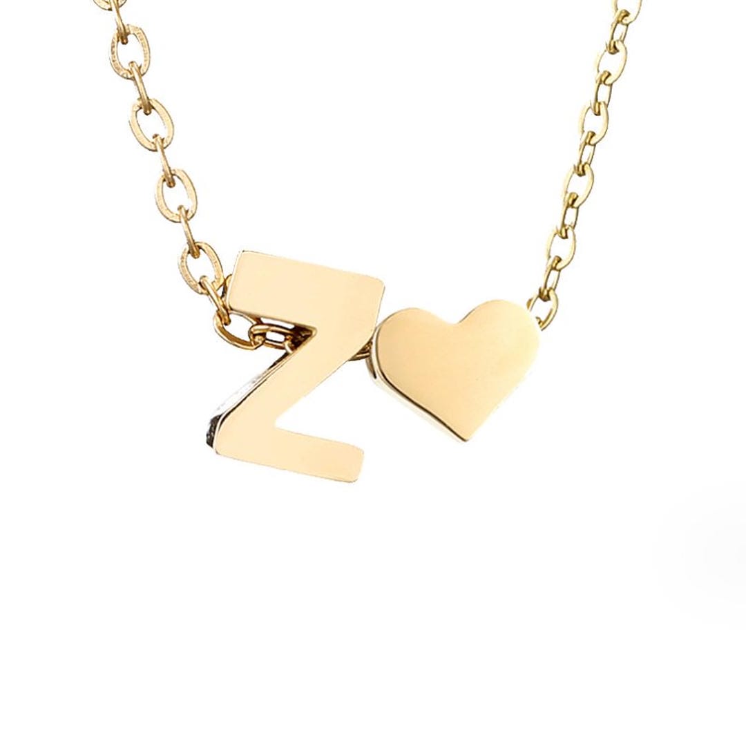 Personalized Gold Initial Heart Necklace
