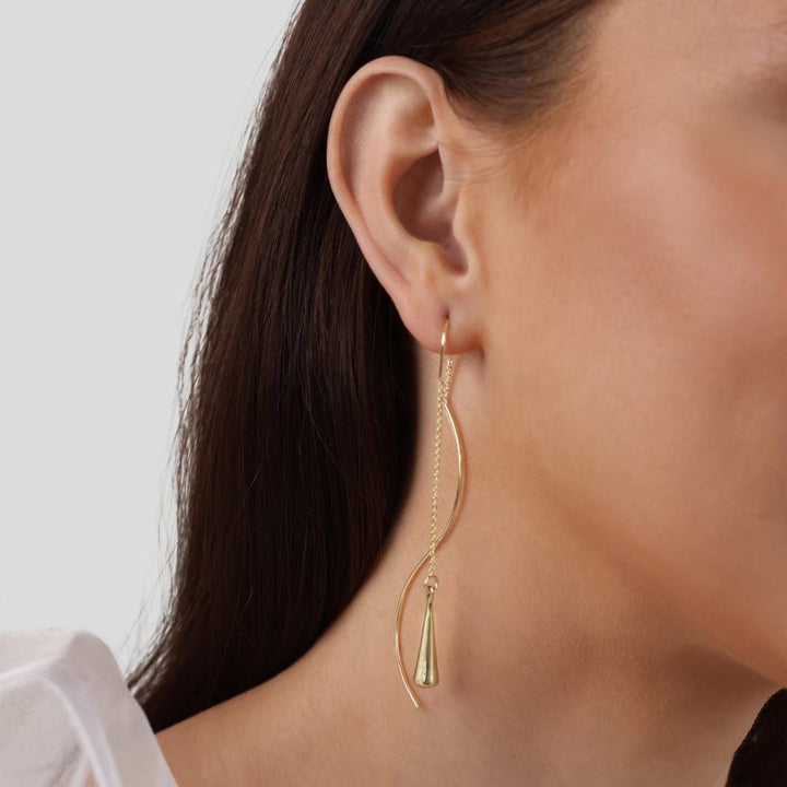 Teardrop Tassel Gold Earrings