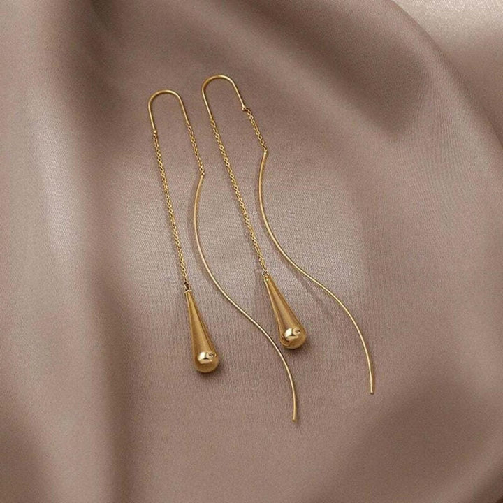Teardrop Tassel Gold Earrings