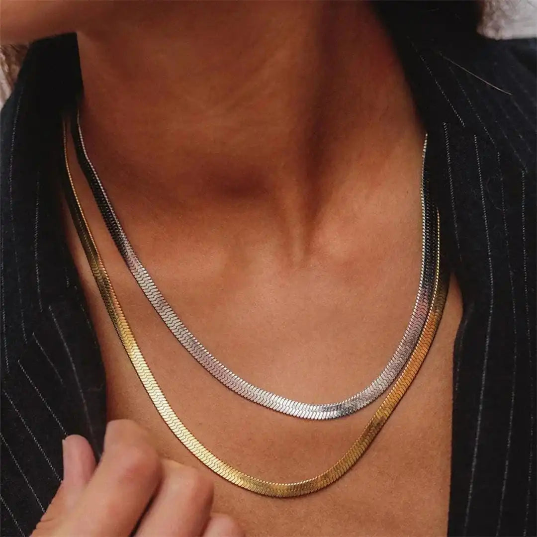 Timeless Herringbone Gold Necklace
