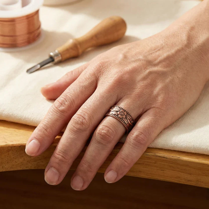 Copper Blossom Statement Ring