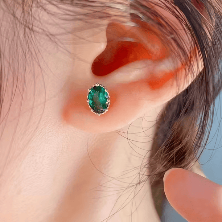 Verdant Oval Emerald Earrings