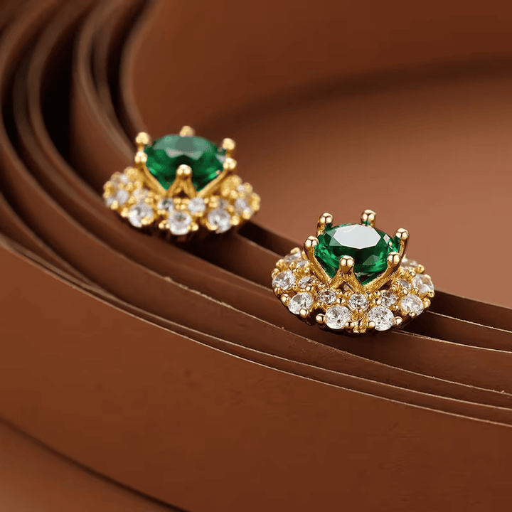 Royal Emerald Halo Earrings