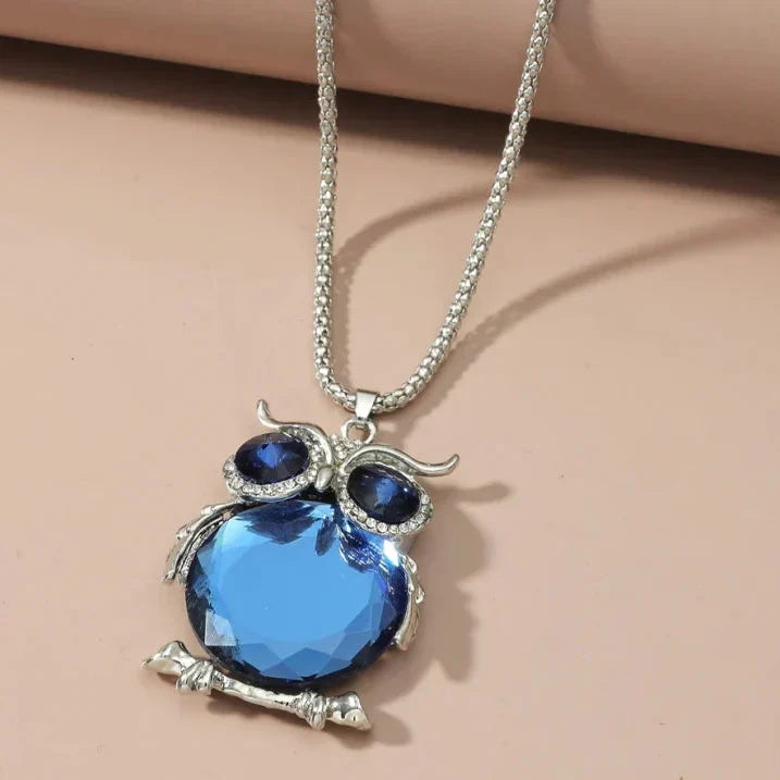 Sparkling Silver Nocturnal Owl Necklace