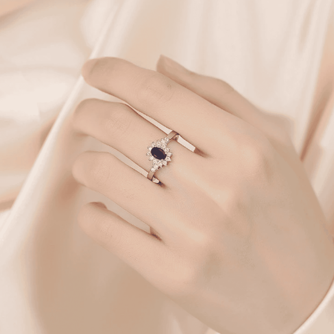 Elegant White Gold Turquoise Flower Ring