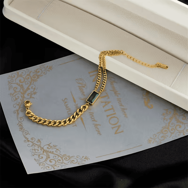 Emerald Bar Chain Bracelet