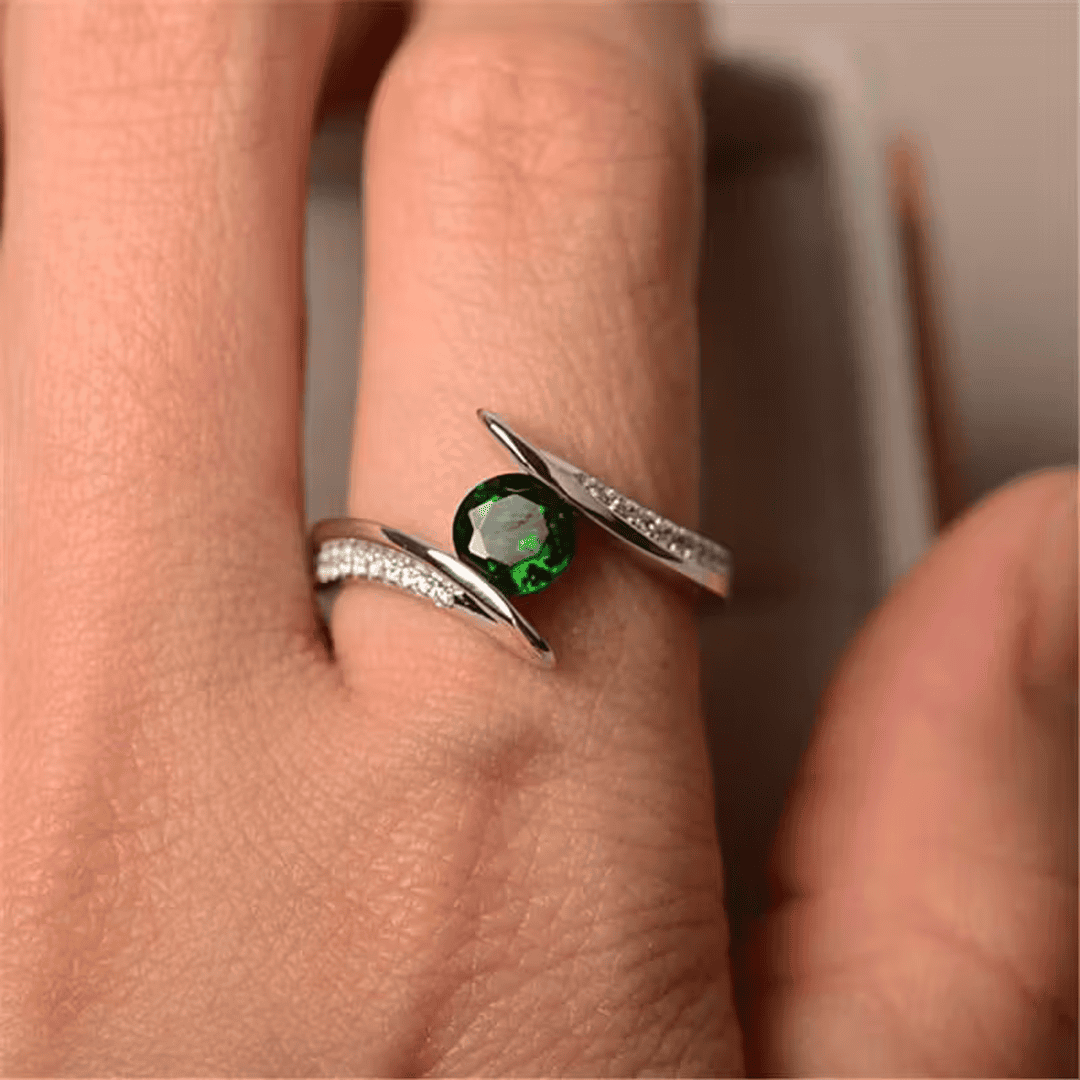 Emerald Orbit Glow Statement Ring