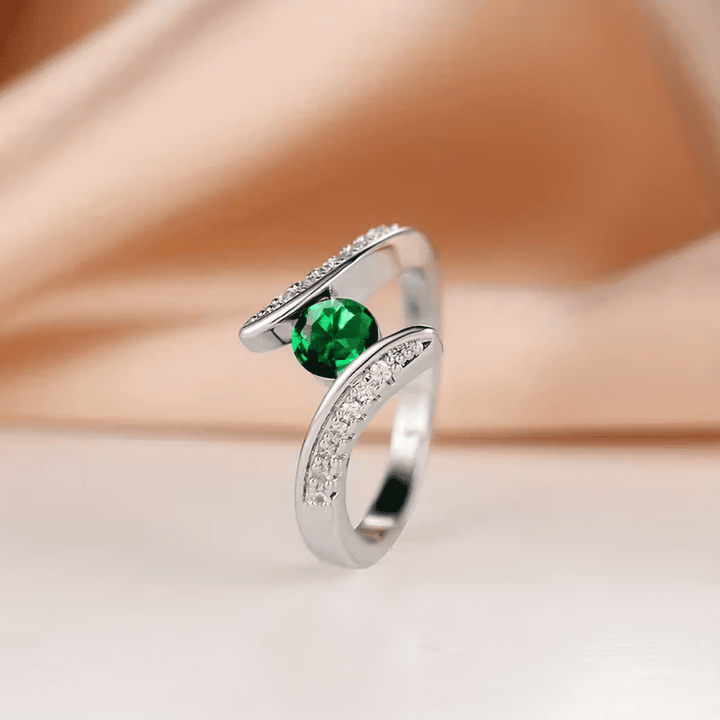 Emerald Orbit Glow Statement Ring