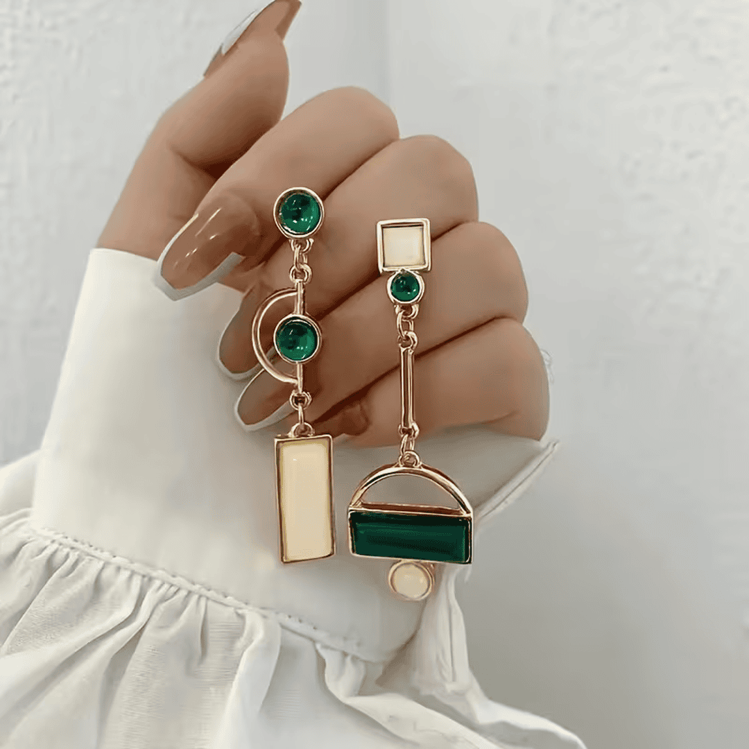 Emerald Geometry Statement Earrings