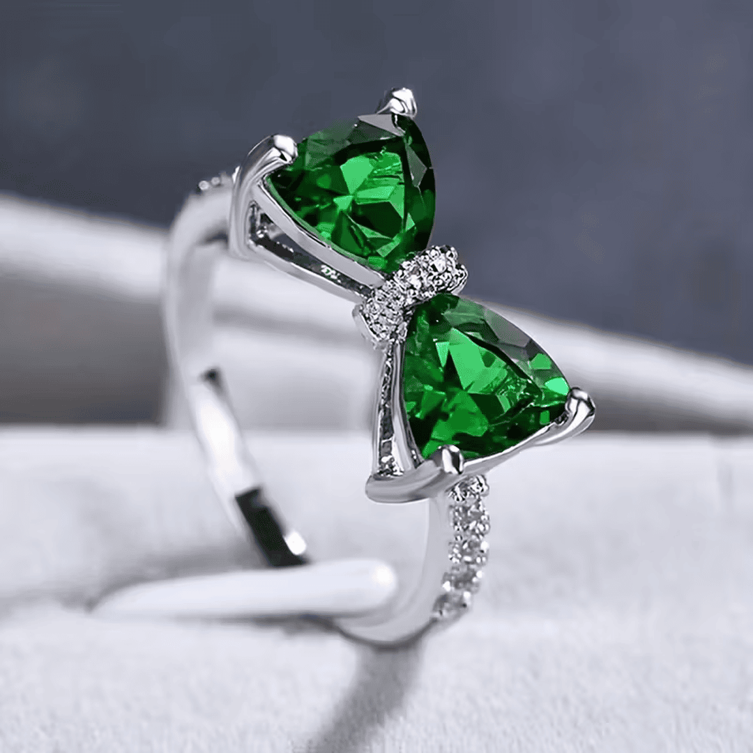 Emerald Crystal Bow Ring