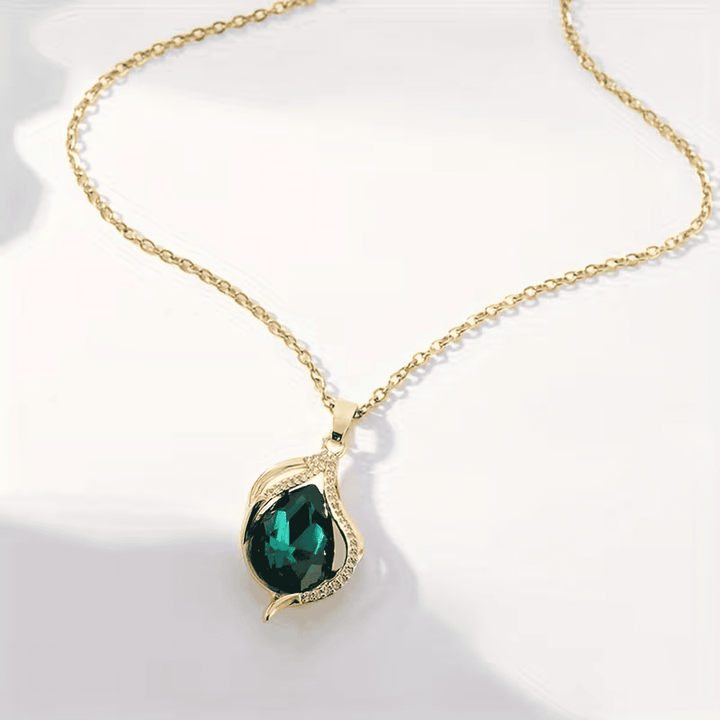 Emerald Wave Pendant Necklace