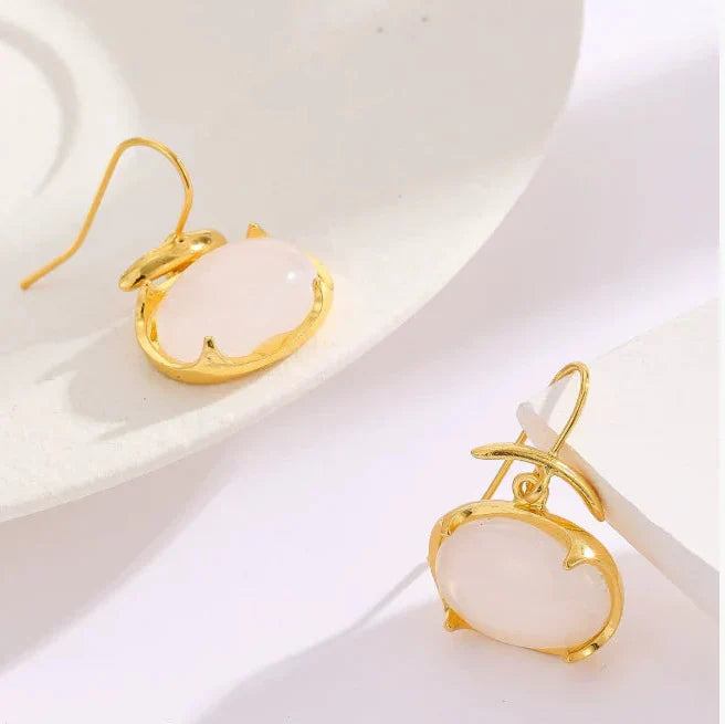 Elegant Oval Moonstone Earrings