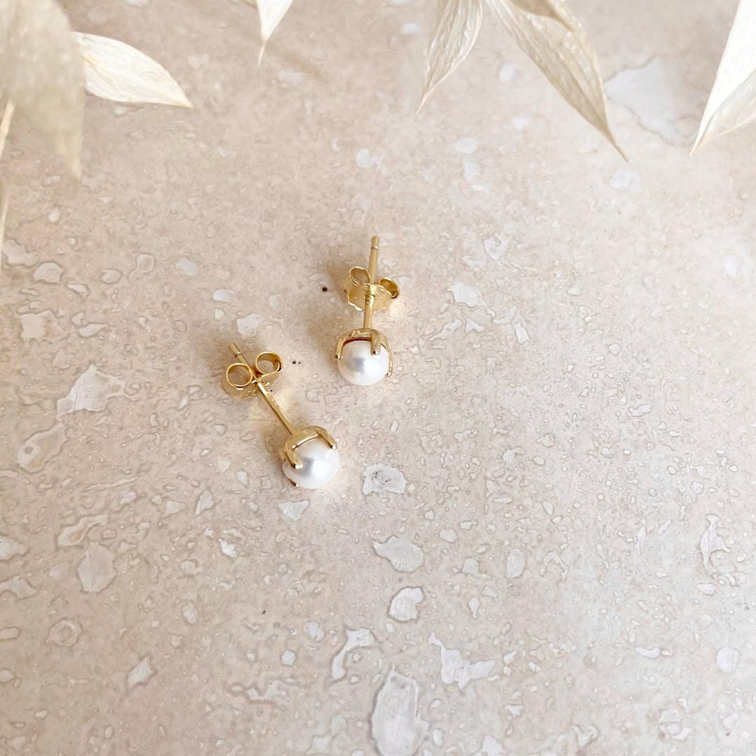 Gold Pearl Studs Small