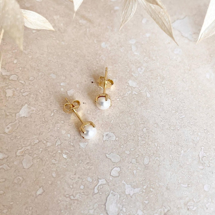 Gold Pearl Studs Small