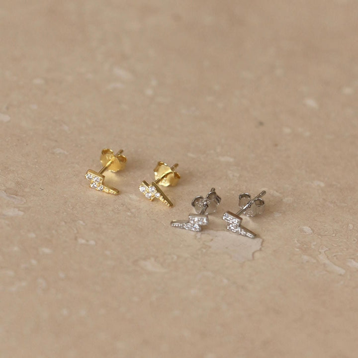 Micro Lightning Bolt Stud Earrings