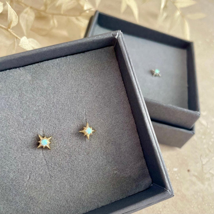 Gold or Silver Opal Starburst Studs