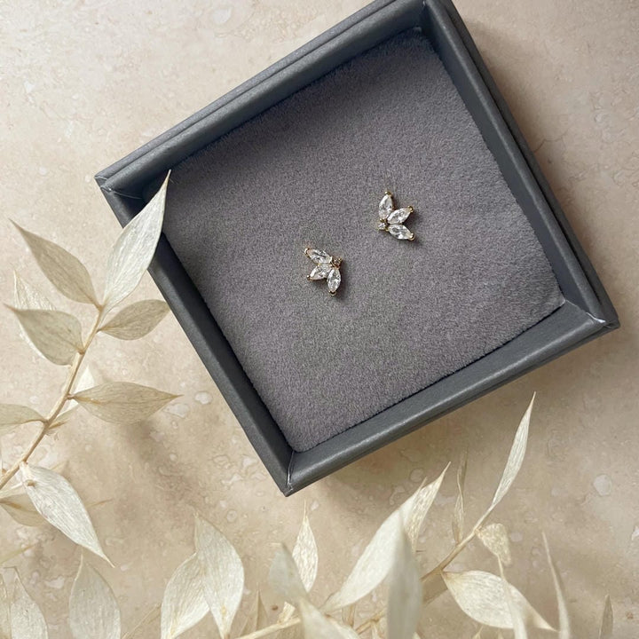 Crystal Fan Stud Earrings