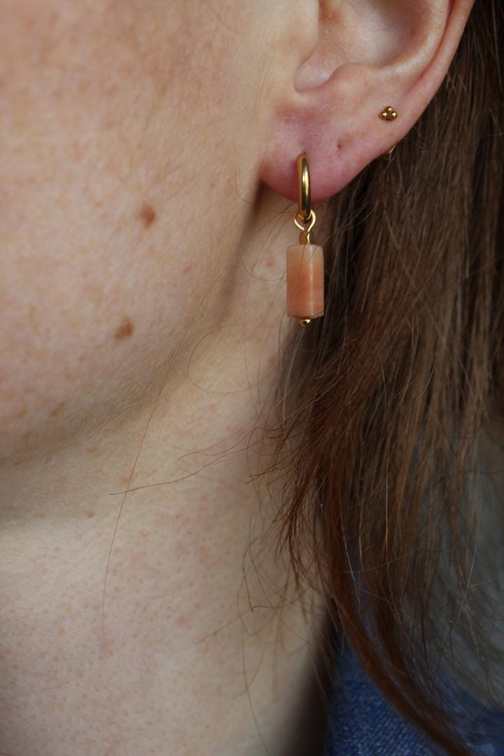 Toned Stone Bar Earrings