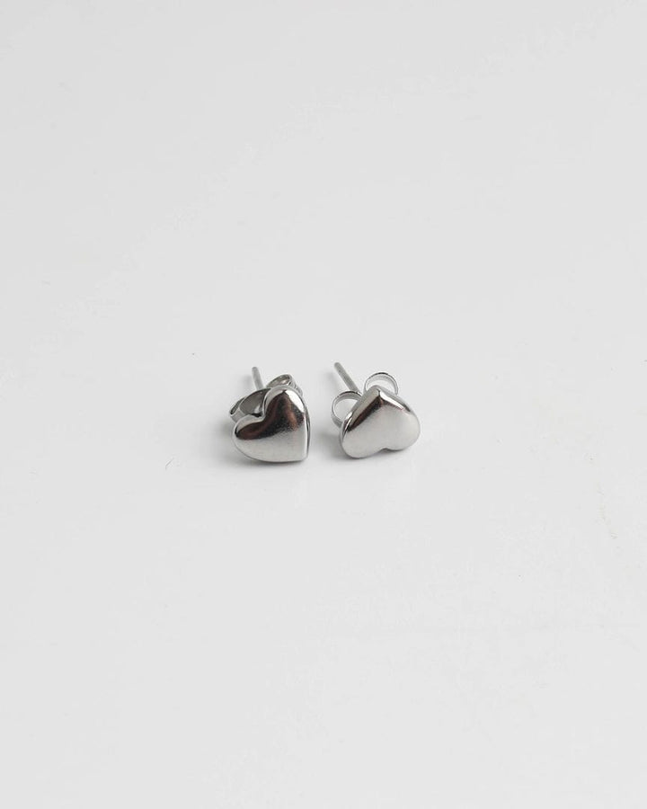 Solid Heart Polished Stud Earrings