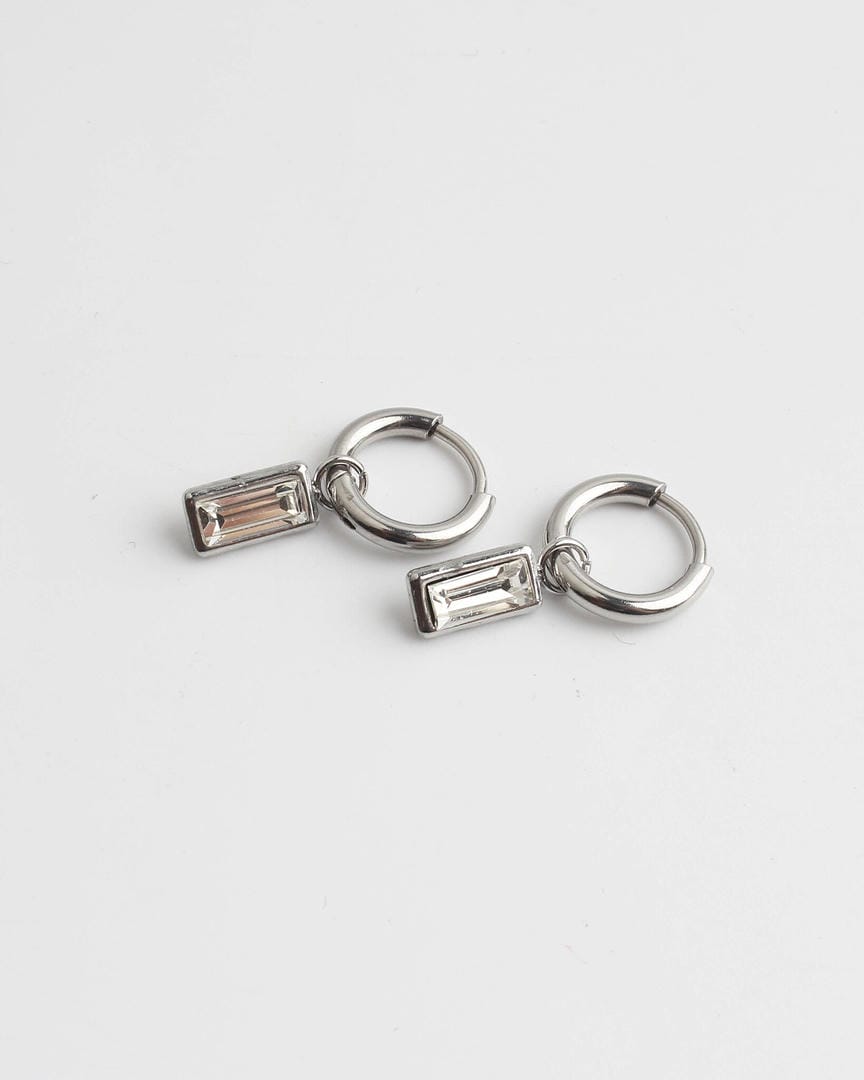 Gleaming Rectangle Drop Gem Earrings